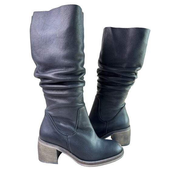 Free People Essential Tall Slouch Boot Women's Size EU37 Black Leather Round Toe - Picture 8 of 13